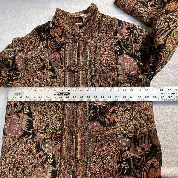 White Stag Womens Brocade Tapestry Jacket Small Black/Red Paisley Damask Print - Picture 7 of 10